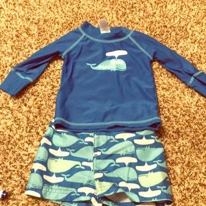 3-6 month baby boy swim trunks and swim shirt